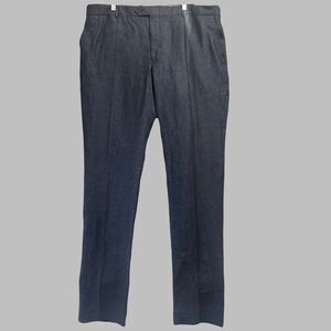 Haspel Linen Dress Pants Flat Front Unhemmed Men’s Size 42 Navy Blue Old Money‎